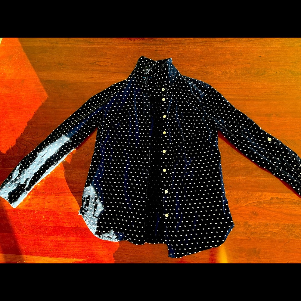 navy blue button-down shirt